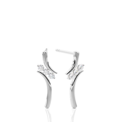 White Gold Round Diamond Designer Earrings