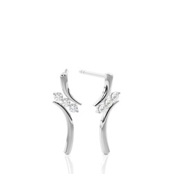 Runde Diamant Designer Steck Ohrringe in einer 2er-Krappenfassung