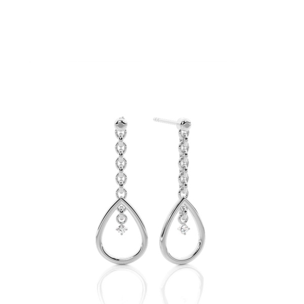 White Gold Round Diamond Designer Earrings