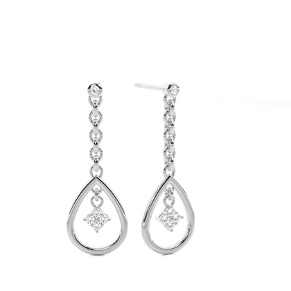 White Gold Round Diamond Designer Earrings