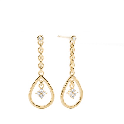 Yellow Gold Drop Diamond Earrings