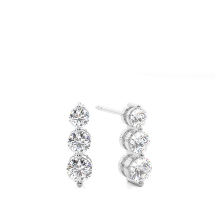 White Gold Round Diamond Journey Earrings