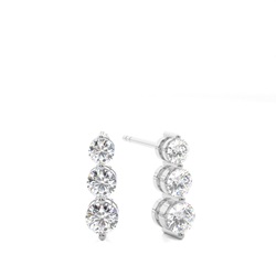 White Gold Round Diamond Journey Earrings