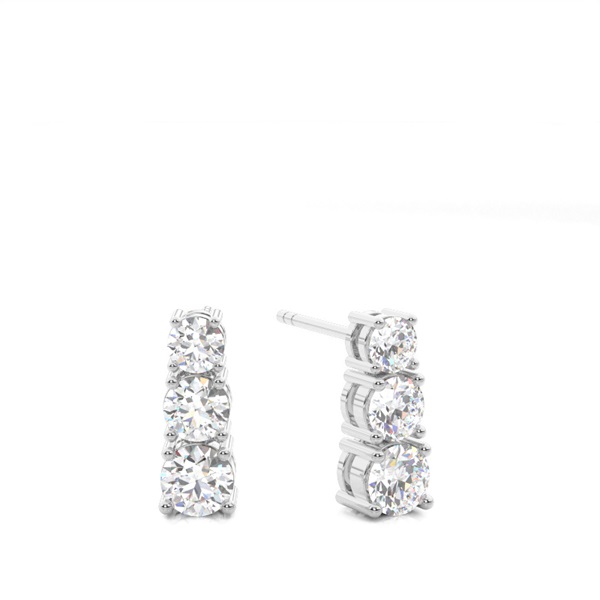 White Gold Round Diamond Journey Earrings