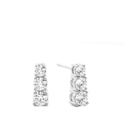 White Gold Round Diamond Journey Earrings