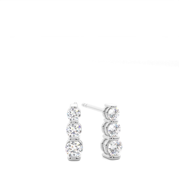 White Gold Round Diamond Journey Earrings