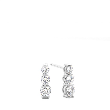 White Gold Round Diamond Journey Earrings
