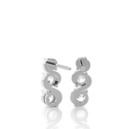 White Gold Round Diamond Journey Earrings