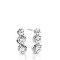 White Gold Round Diamond Journey Earrings
