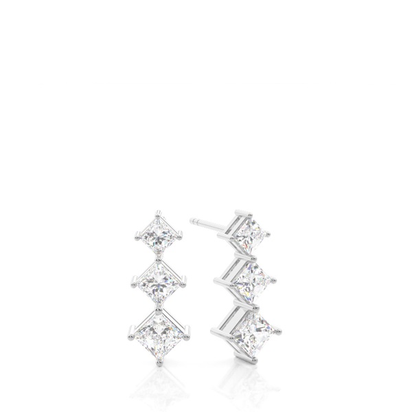 White Gold Princess Diamond Journey Earrings