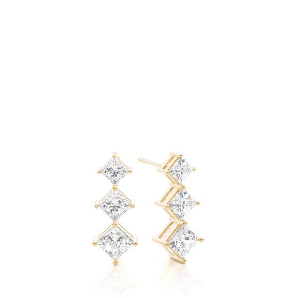 White Gold Princess Diamond Journey Earrings