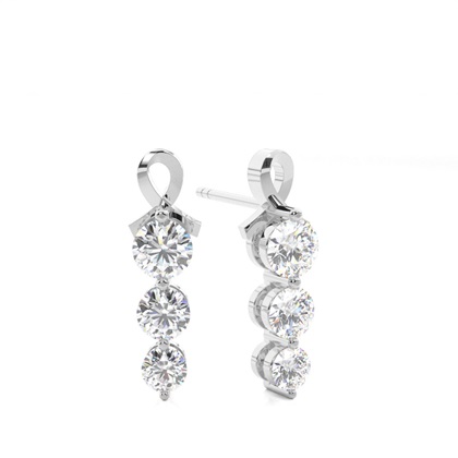 White Gold Round Diamond Journey Earrings