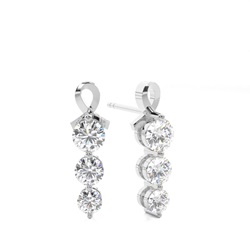 White Gold Round Diamond Journey Earrings