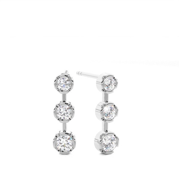 White Gold Round Diamond Journey Earrings