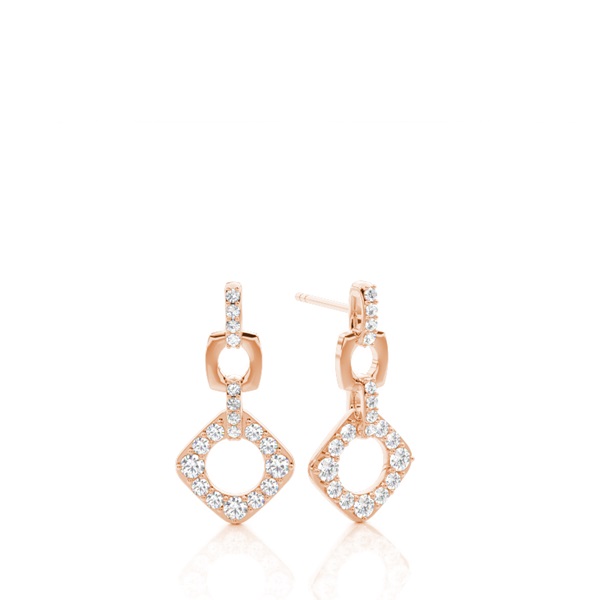 White Gold Round Diamond Drop Earrings