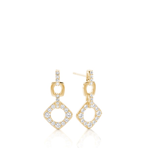 White Gold Round Diamond Drop Earrings