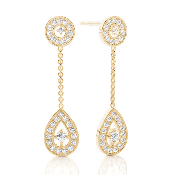 White Gold Round Diamond Drop Earrings
