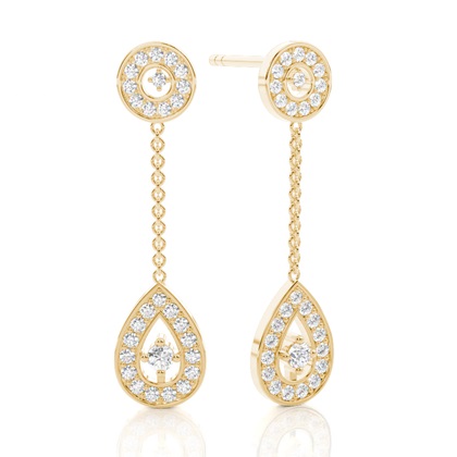 White Gold Round Diamond Drop Earrings