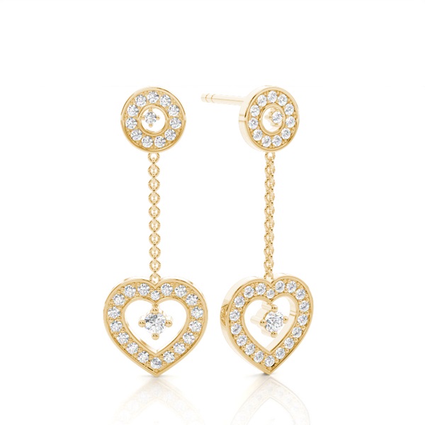 White Gold Round Diamond Drop Earrings