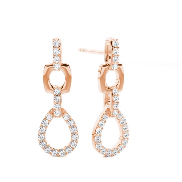 White Gold Round Diamond Drop Earrings
