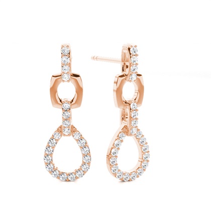 White Gold Round Diamond Drop Earrings