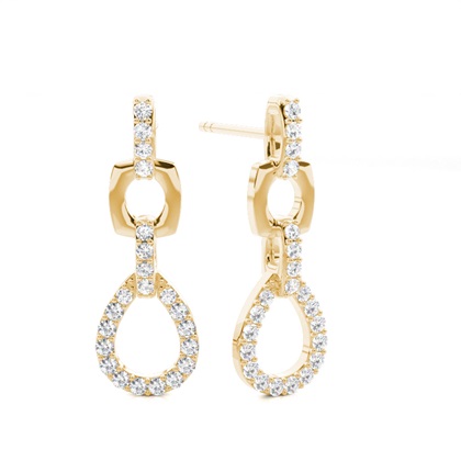 White Gold Round Diamond Drop Earrings
