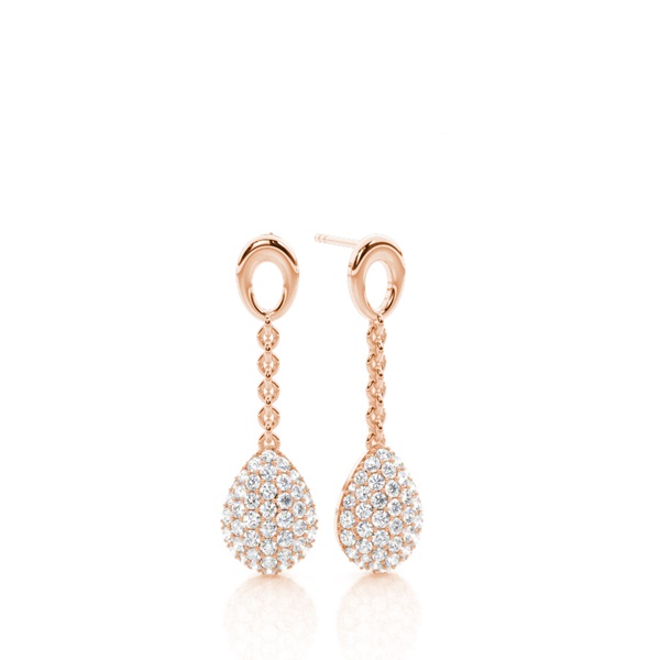 White Gold Round Diamond Drop Earrings