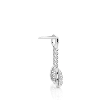 White Gold Round Diamond Drop Earrings