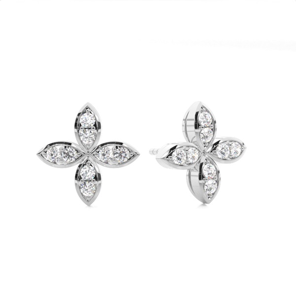 White Gold Round Diamond Delicate Earrings
