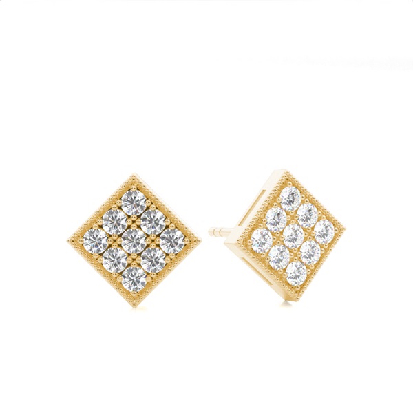 White Gold Round Diamond Delicate Earrings