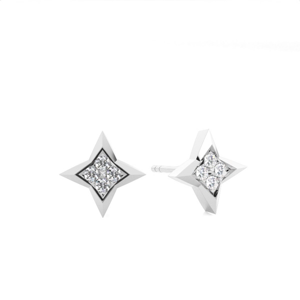 White Gold Round Diamond Delicate Earrings