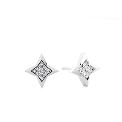 White Gold Round Diamond Delicate Earrings