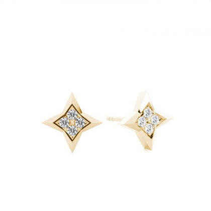 Yellow Gold Cluster Diamond Earrings