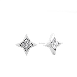 White Gold Round Diamond Delicate Earrings