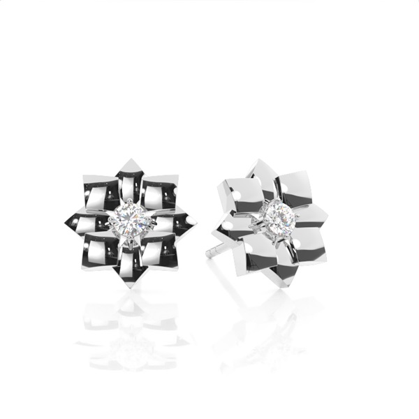 0.15ct. 4 Prong Setting Round Diamond Delicate Earrings