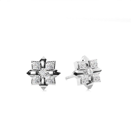 White Gold Round Diamond Delicate Earrings