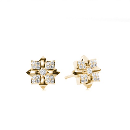 Yellow Gold Cluster Diamond Earrings