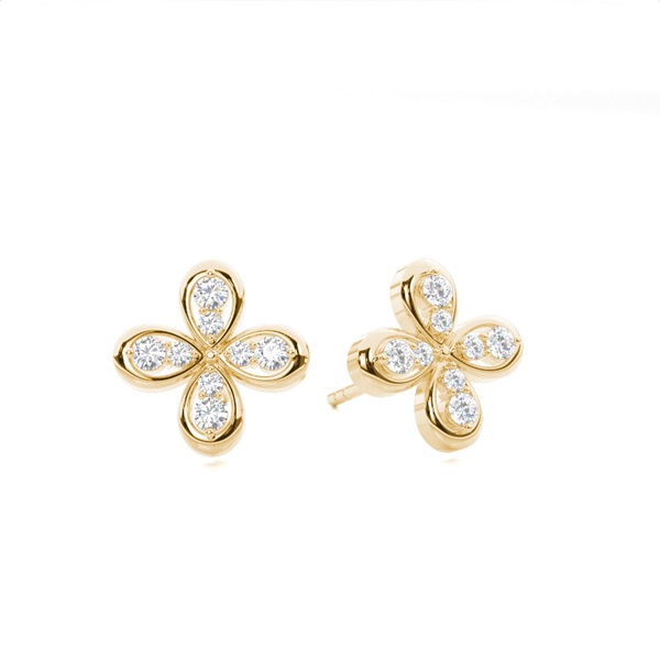 0.15ct. 3 Prong Setting Round Diamond designer Earrings