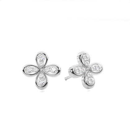 0.15ct. 3 Prong Setting Round Diamond designer Earrings