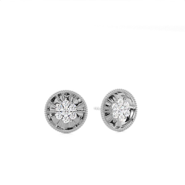 White Gold Round Diamond Delicate Earrings
