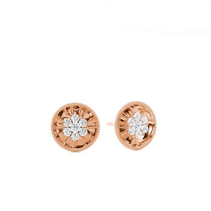 White Gold Round Diamond Delicate Earrings
