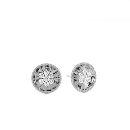White Gold Round Diamond Delicate Earrings