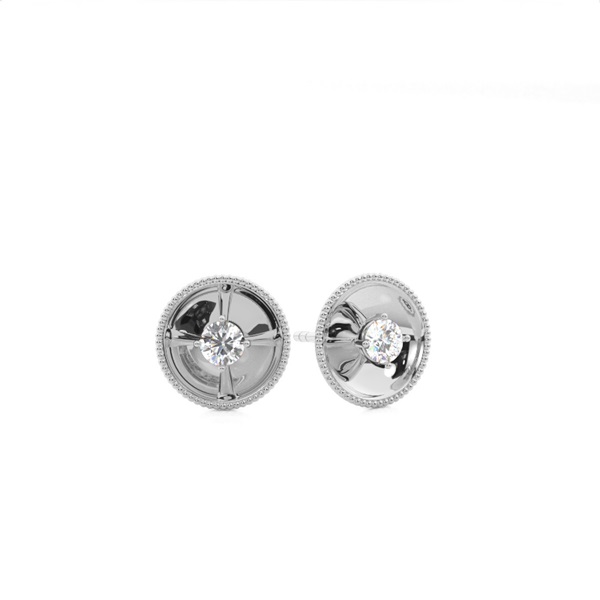 0.10ct. 4 Prong Setting Round Diamond Delicate Earrings