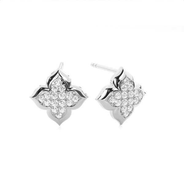 White Gold Round Diamond Delicate Earrings