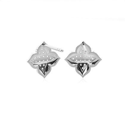 White Gold Round Diamond Delicate Earrings