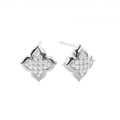 White Gold Round Diamond Delicate Earrings