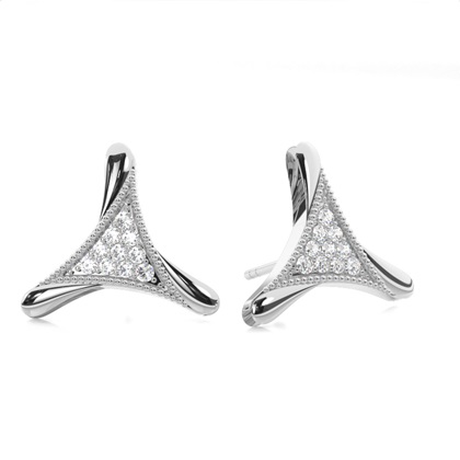 0.15ct. Pave Setting Round Diamond Delicate Earrings