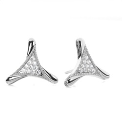 0.15ct. Pave Setting Round Diamond Delicate Earrings