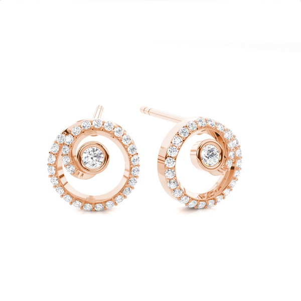 White Gold Round Diamond Delicate Earrings