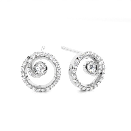 White Gold Round Diamond Delicate Earrings